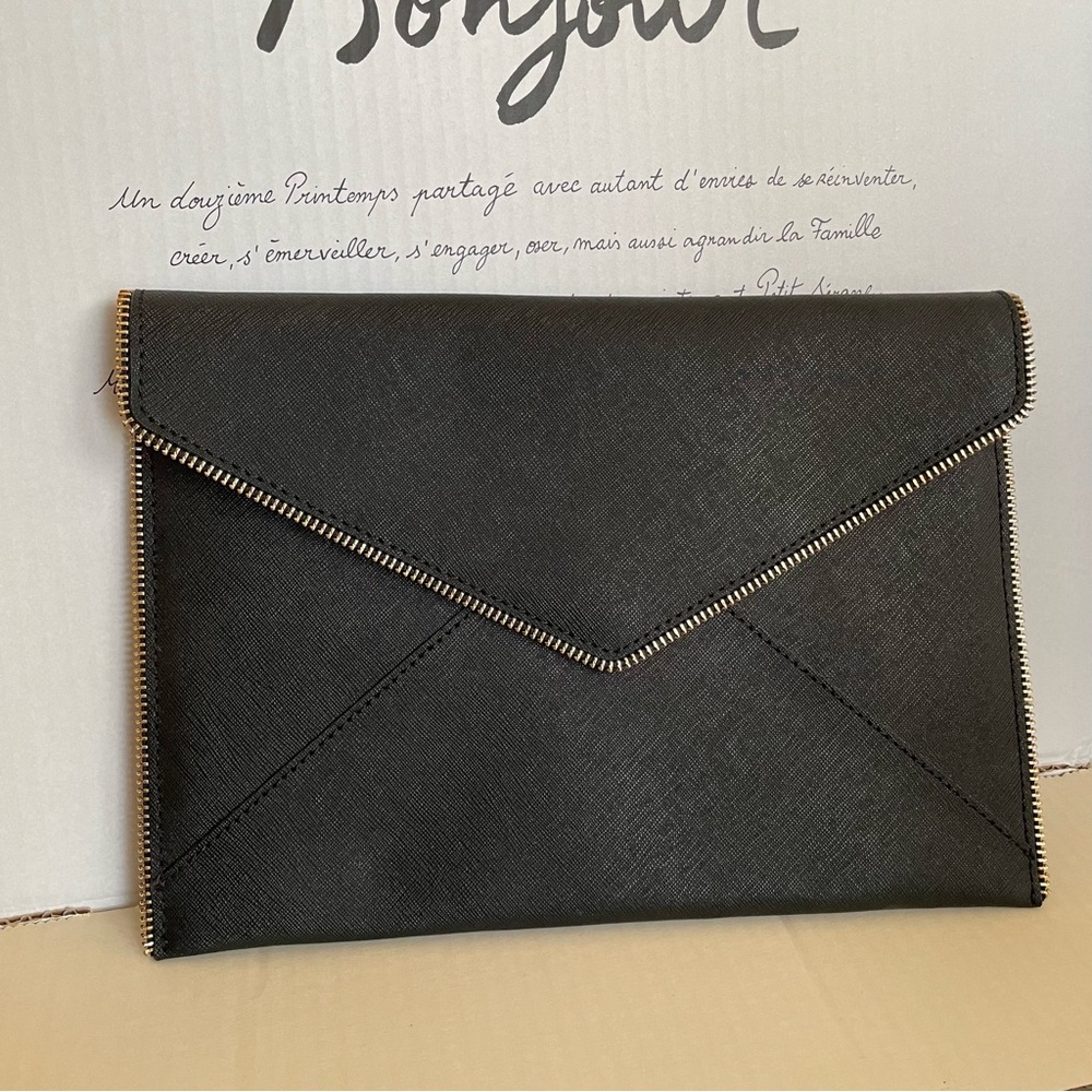 Rebecca Minkoff Zipper Leather Envelope Clutch NWOT
